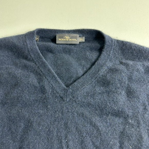 Rodd and Gunn Sweater Mens Size 2XL Wool Cashmere Blend Navy Blue Long Sleeve - Picture 3 of 8